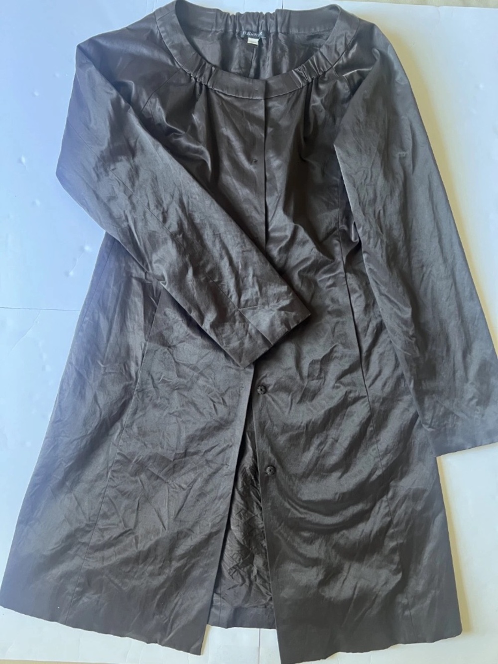 Eileen Fisher Metallic Brown Crinkle Coat Jacket Women Size S